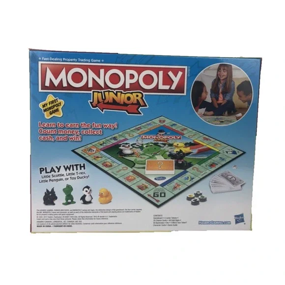 Monopoly Junior Kids Games Hasbro Gaming 5+ T-Rex Scottie Penguin Ducky NEW - Picture 2 of 8